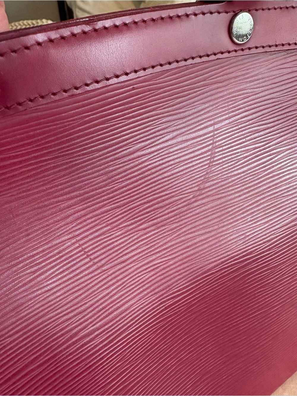 Louis Vuitton Brea MM Burgundy/Pink Epi Leather Satchel with Scarf Accent, VGUC! - Picture 11 of 16
